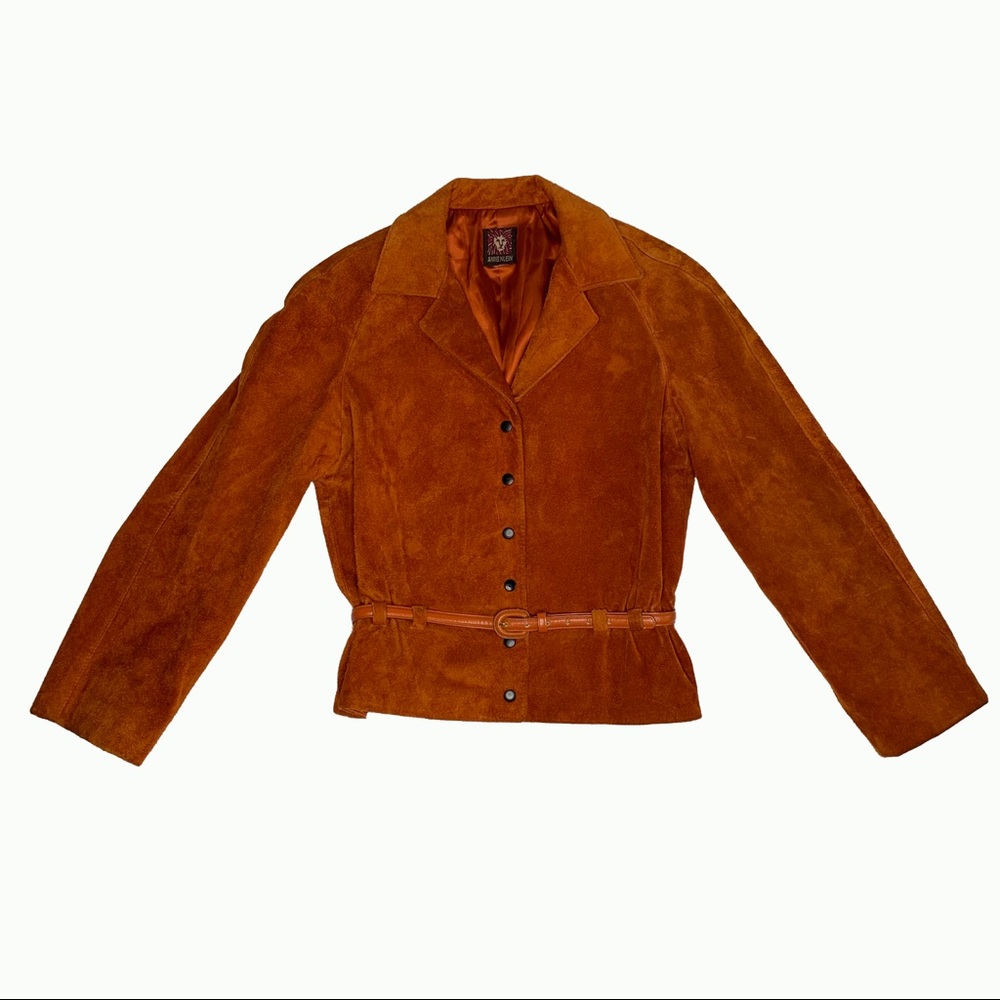 Vintage 1970s Anne Klein Burnt Orange Suede Jacket - Picture 4 of 5